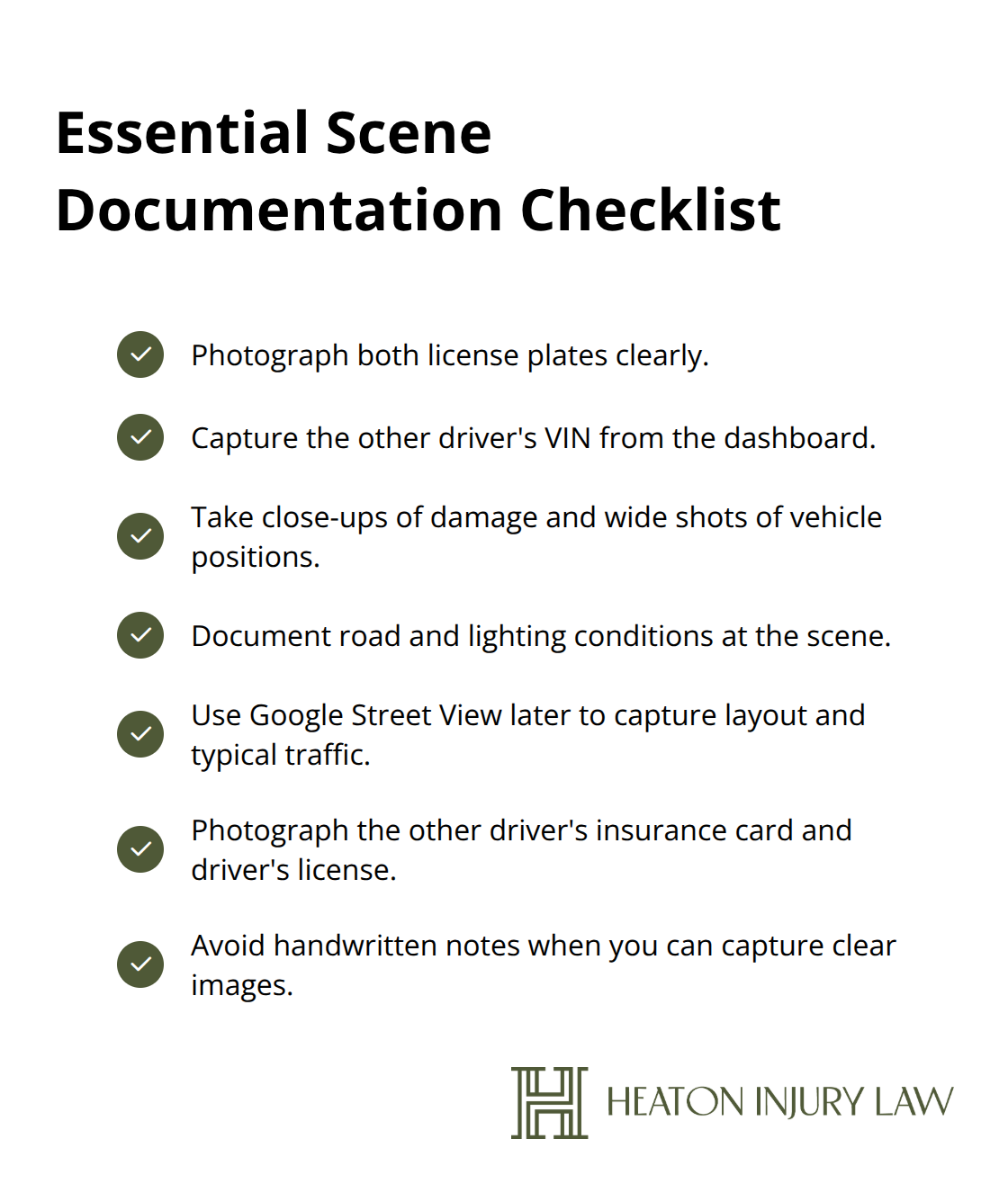 Checklist of photos and details to capture after an Austin auto collision - Austin auto collision claims