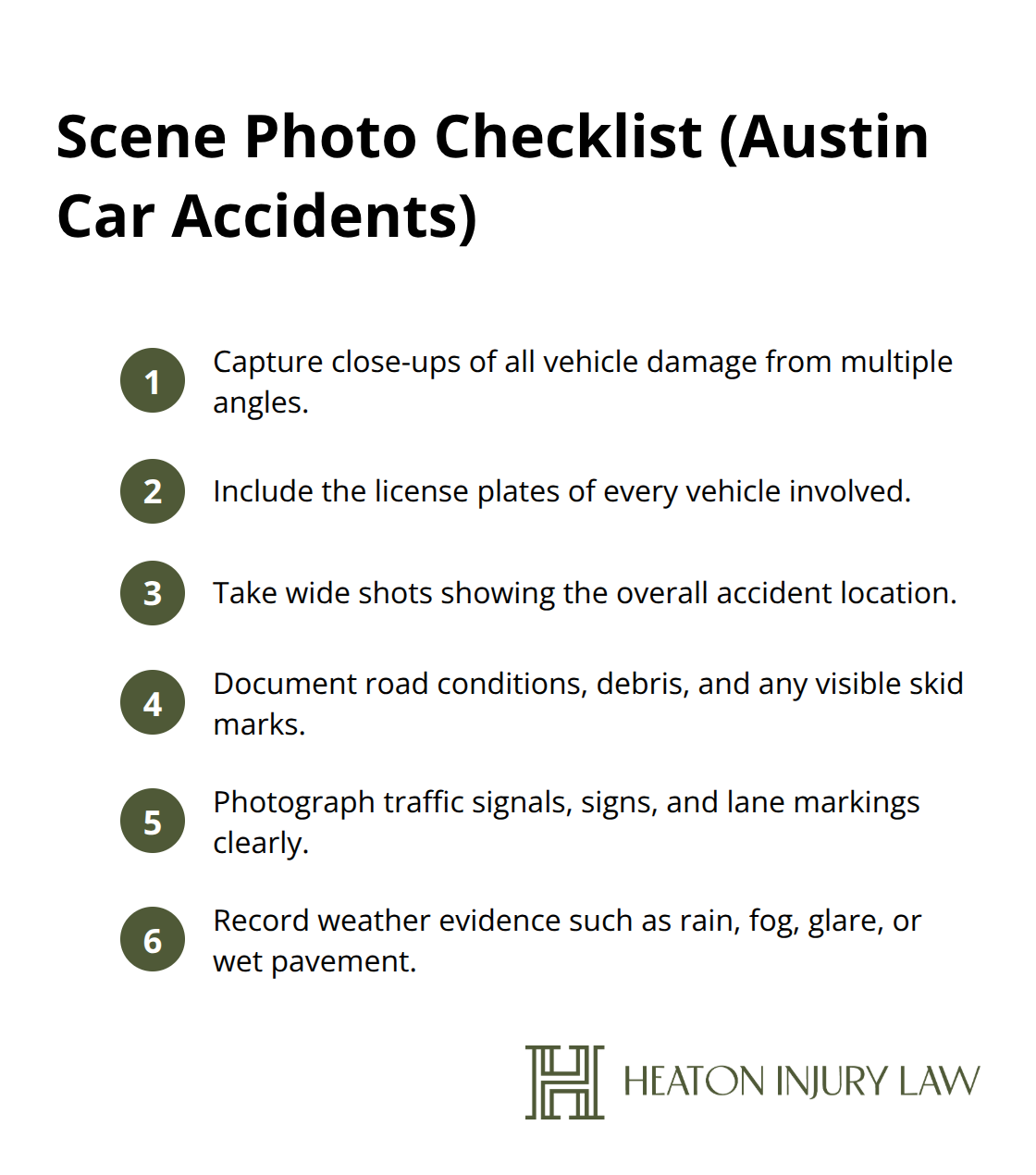 Key photos to capture after an Austin car crash