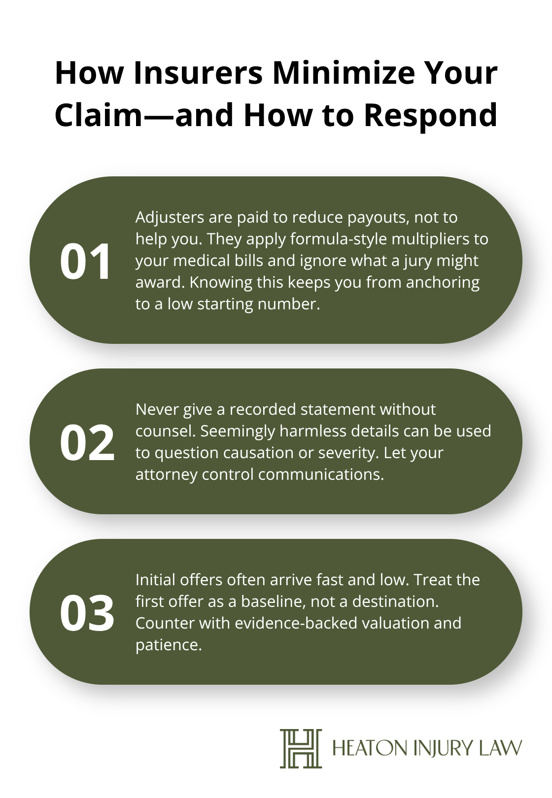 Three core insurance adjuster tactics and protection tips - Austin injury claim process