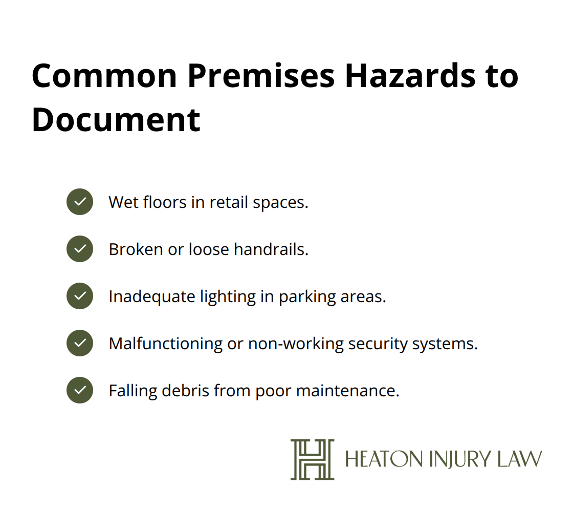 Checklist of common property hazards that often lead to premises liability claims - Austin premises liability attorney