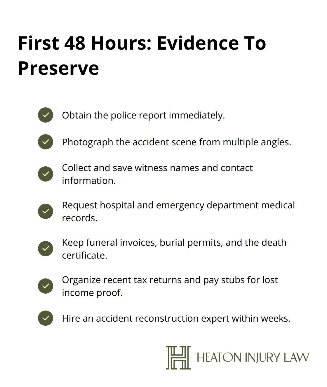 Checklist of time-sensitive evidence families should preserve after a fatal accident - Austin wrongful death attorney