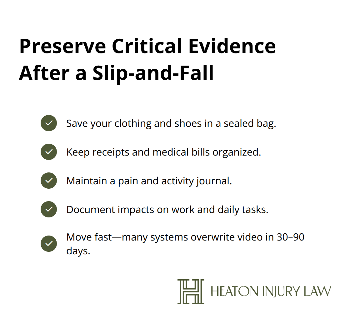 Checklist of urgent evidence to preserve after a slip-and-fall in Texas - Slip and fall timeline