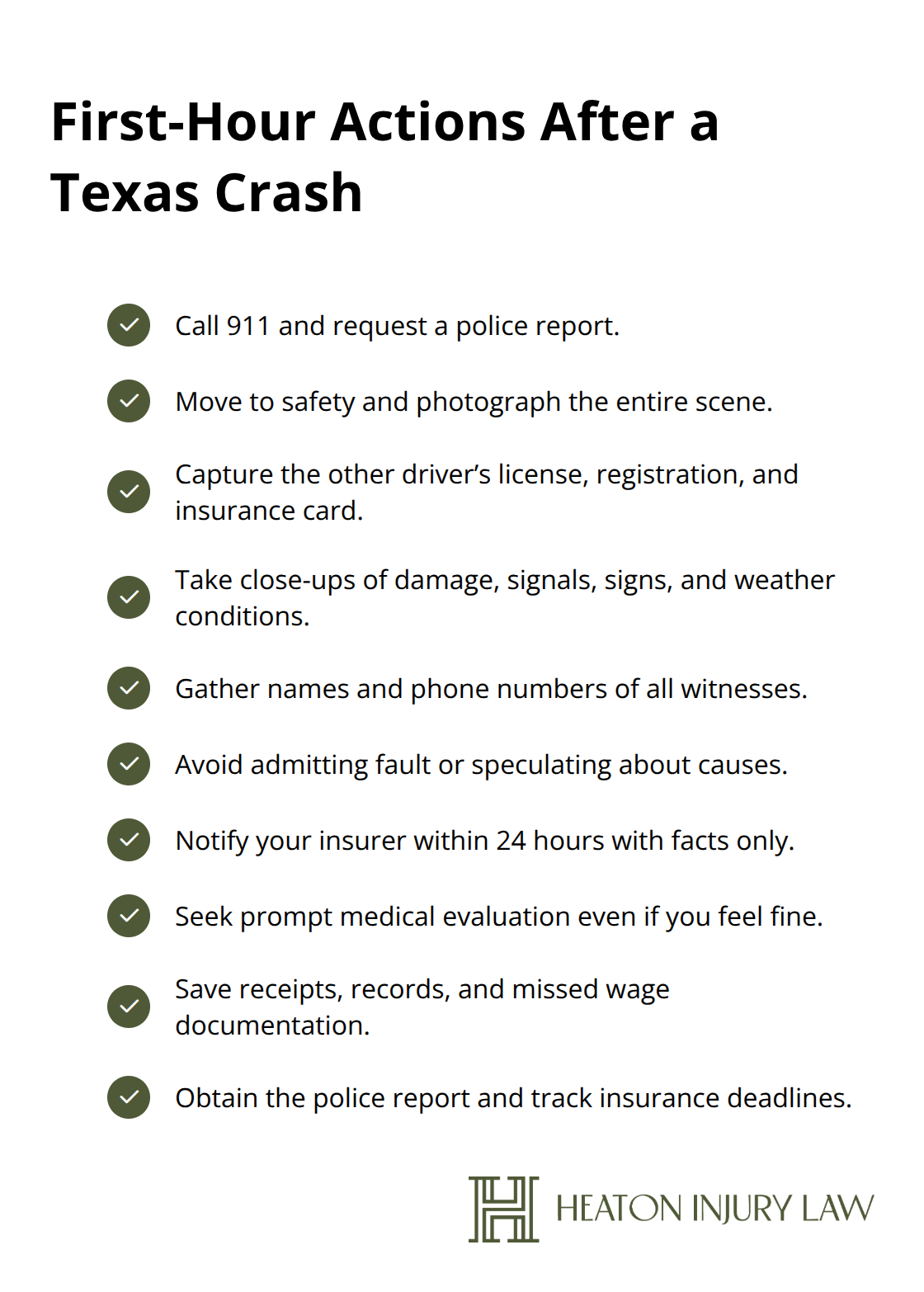 Checklist of immediate steps to protect your Texas car crash claim - Texas car crash attorney